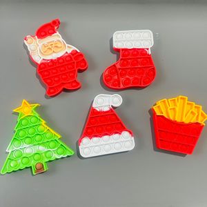 Giocattolo antistress in silicone a bolle da premere a tema natalizio 2026 di tendenza, con Babbo Natale, guanti, calze e albero, ideale come regalo per le feste - Product Image 1