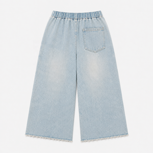 Pantalon en jean large à taille moyenne pour homme, coupe ample, style streetwear, imprimé numérique personnalisé par le fabricant, délavage effet vieilli, léger - Product Image 3
