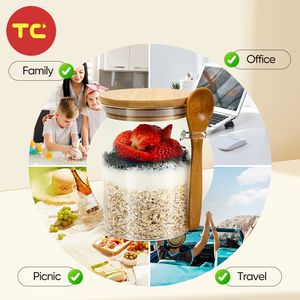 Contenitore per <span class=keywords><strong>Zucchero</strong></span> in Vetro con Cucchiaio da 500 ml Barattoli in Vetro con Coperchio <span class=keywords><strong>e</strong></span> Cucchiaio in Bambù <span class=keywords><strong>Contenitori</strong></span> per la Conservazione di Chicchi di Caffè - Product Image 5