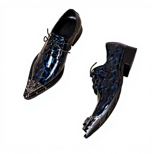 <span class=keywords><strong>Scarpe</strong></span> da <span class=keywords><strong>Uomo</strong></span> Casual Eleganti con Punta in Acciaio <span class=keywords><strong>Blu</strong></span>, Stile Europeo e Americano, in Vera <span class=keywords><strong>Pelle</strong></span> con Lacci, Moda Personalizzata - Product Image 2