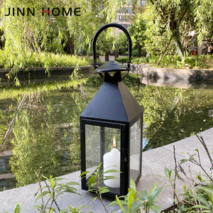 Metal Home Decoration Big Garden Black Outdoor Metal <strong>Lantern</strong> Candle Holder <strong>Set</strong> - Product Image 6