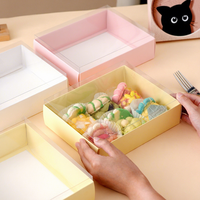 Boîte cadeau avec couvercle transparent, boîte en carton multicolore pour biscuits, gâteaux et cadeaux de fête