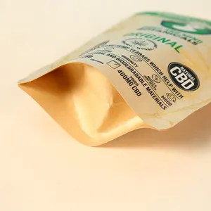 Aangepaste Composteerbare Biologisch Afbreekbare Pla Verpakking Ambachtelijke Kraftpapier Thee Stand Up Zakje Verpakking Zak