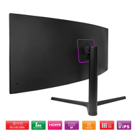 Monitor de Juegos Curvo de 34 Pulgadas, Pantalla Ancha LCD WQHD, 1000R, para PC de Escritorio