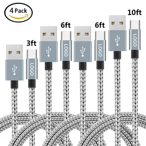 Oem Logo Braided 3A 1m 2m 3m 3ft 6ft 10ft phon Charger Fast Charging Usb Data Cable For charger Cable