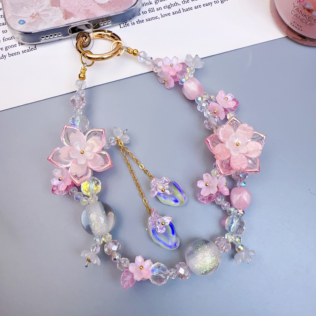 Cadena para móvil rosa.