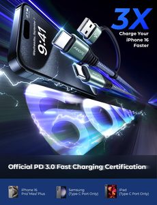 Cable USB C LISEN PD de 60W, Cable Tipo C de Carga Rápida de Alta Velocidad para iPhone 17 16 Pro Max Plus, Samsung S25, MacBook Air, Oficina, Juegos - Product Image 3