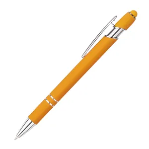 قلم حبر جاف من المعدن مخصص 2 في 1 للهاتف المحمول للترويج باللمس قلم حبر جاف ملون يُمكن كتابته كهدية للأعمال مزود بطبعة شعار
