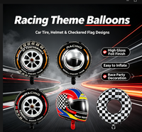 Ballon en aluminium circulaire à motif quadrillé noir et blanc de 18 pouces, thème casque de course, décoration très prisée