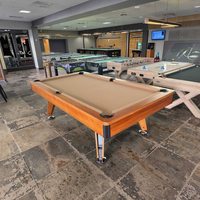 Table de billard d'intérieur en acajou de 8ft9ft Table de billard en ardoise avec poche en PVC et coussin en caoutchouc Système de retour à billes Coussin en MDF