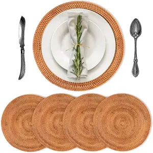 Hot Koop Natuurlijke Geweven Ronde Voor Eettafel Rotan Bamboe Placemats