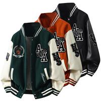 Vestes de baseball matelassées noires surdimensionnées pour hommes, taille plus, logo personnalisé, boutonnées, décontractées, légères, style bomber, veste letterman