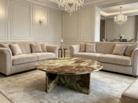 Hochwertiger Runder Couchtisch aus Grünem Jade Exquisiter Stein für Luxus-Hotel Villa Wohnzimmer Schlafzimmer