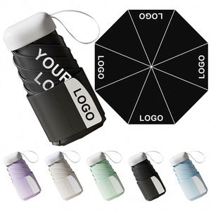 Parapluie de poche manuel en gros, protection UV, cadeau promotionnel, mini parapluie en tissu pongé 210T, parapluie pour enfants avec logo - Product Image 1