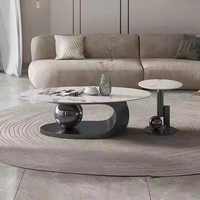 Table basse ovale en pierre de roche de luxe léger et de haute qualité pour la maison, le salon, l'hôtel, la salle à manger, idéale pour les petits appartements