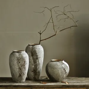 wabi-sabi matte retro antique ceramic vase Jingdezhen decorative table top porcelain vase