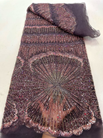 Dentelle en filet de perles colorées NI.AI, dentelle nigériane perlée et à sequins pour robe de mariée, tissu pour femmes