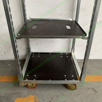 Chariot pliable en acier demi-danois avec plusieurs étagères réglables, chariot à fleurs, conteneur roulant CC, pour serre et pépinière