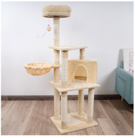 Miaupro Arbre à chat intégré avec griffoir, grande table de saut et jouet en peluche sur mesure, design moderne