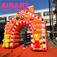 Arche gonflable personnalisée en forme de maison de bonbons pour l'entrée, Arche gonflable en forme de canne à sucre pour les fêtes
