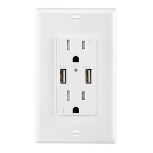 شاحن مُثبت على الحائط بمنفذ USB C مزدوج مُثبت على الحائط من نوع A + من النوع 5V 4.8A مقبس تبديل منفذ طاقة صناعي 15A - Product Image 1