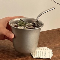 Ensemble de tasses à café en verre à café en acier inoxydable givré vintage italien, gobelet en métal, verres à dégustation d'espresso