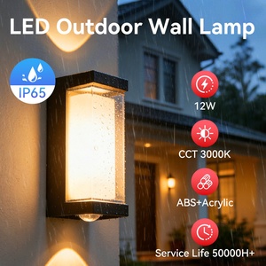 Lámpara de Jardín LED de Alto Brillo IP65, Lámpara de Pared Exterior Impermeable de 12W, <span class=keywords><strong>Luz</strong></span> Blanca Cálida, Luces de Puerta/Luces de Pared LED - Product Image 4