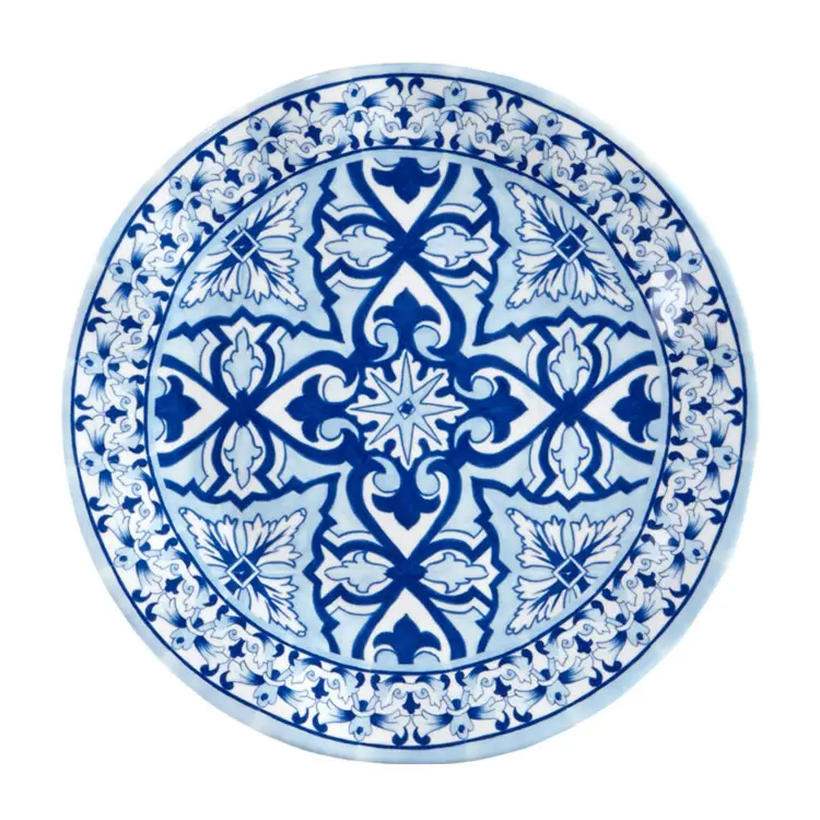 Rodada de design personalizado barato melamina placas mesa de jantar marroquino