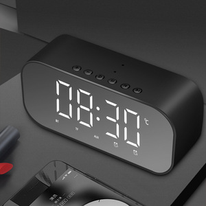 Reloj Despertador S5 con Espejo y Altavoz, con Pantalla de Temperatura, Forma Ovalada, Alimentado por USB, Reloj de Escritorio - Product Image 1