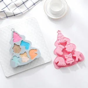 DIY 6 cavity Gingerbread Christmas Tree shape Silicone Mold Holiday Theme Baking Chocolate Mold Kitchen supplies Baking tray