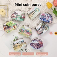 Porte-monnaie mini vintage en PU à fermeture à bouton-pression, motifs animaliers, étui à clés, pour femmes et enfants, cadeau sur le thème des paysages, sur mesure, exclusivité transfrontalière