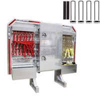 Remolque de Plataforma con Reja Protectora de Aluminio y Caja Central de Una Puerta, Protector de Cabina Reforzado con Almacenamiento Seguro para Herramientas