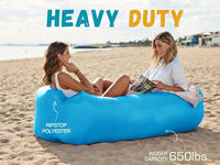 Canapé gonflable en polyester ripstop haute résistance - Capacité de 650 lb, chaise longue de plage portable pour le camping en plein air