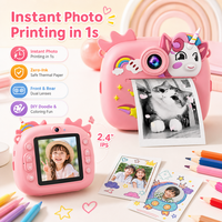Kamera Instan Anak Dual Kamera Tanpa Tinta Printer Foto Thermal 24MP1080P HD Kamera Digital Mainan untuk Anak Perempuan dan Laki-laki