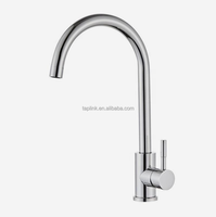 Robinet de cuisine monocommande moderne en acier inoxydable brossé noir pour eau chaude et froide, à poser sur plan, avec garantie d'un an