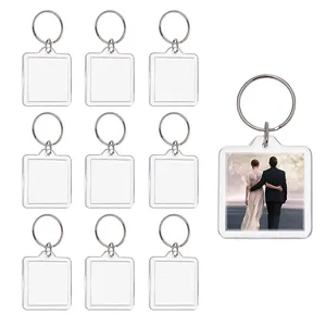 Vòng vuông hình chữ nhật rõ ràng Acrylic chèn ảnh chia Vòng <span class=keywords><strong>Keyring</strong></span> - Product Image 1