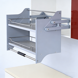 Verstelbare keukenliftkast met soft-close systeem, dubbele neerlaatbare plank, hefbaar ladekastje, liftmand, keukenkastrek - Product Image 3