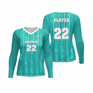 Setelan Jersey latihan kompetisi wanita, leher V lengan panjang untuk pakaian voli - Product Image 5