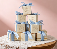 Boîte cadeau personnalisée rose pour mariage avec ruban, mini-boîte d'emballage de luxe pour chocolats, idéale pour les faveurs de fête d'anniversaire