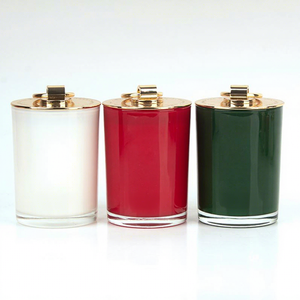 Scented <b>Candle</b> Jar Set Cylinder Home Decoration Customized Fragrance Colorful Glass Container with Gold Lid - Product Image 4
