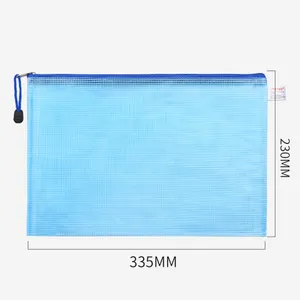 Hot Selling 10 PCS Zipper Plastic Mesh Document File Bag Random Color Delivery Size 33.5 PLUS 23cm