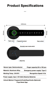 Kunci Pintu Elektronik <span class=keywords><strong>Digital</strong></span> Nirkabel Tuya Cloud Biometrik Sidik Jari Pintar untuk Pintu Kayu - Product Image 6