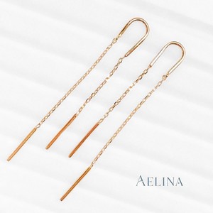 Rose <b>Gold</b> 9k Minimalist Stylish Design Double Layer <b>Dangling</b> Chain <b>Earrings</b> Accessory for Gift - Product Image 6