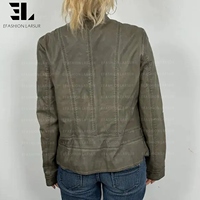 Veste Napoléon en jean vieilli LARSUR, coupe slim, col montant, style motard, avec short en jean, veste hussarde