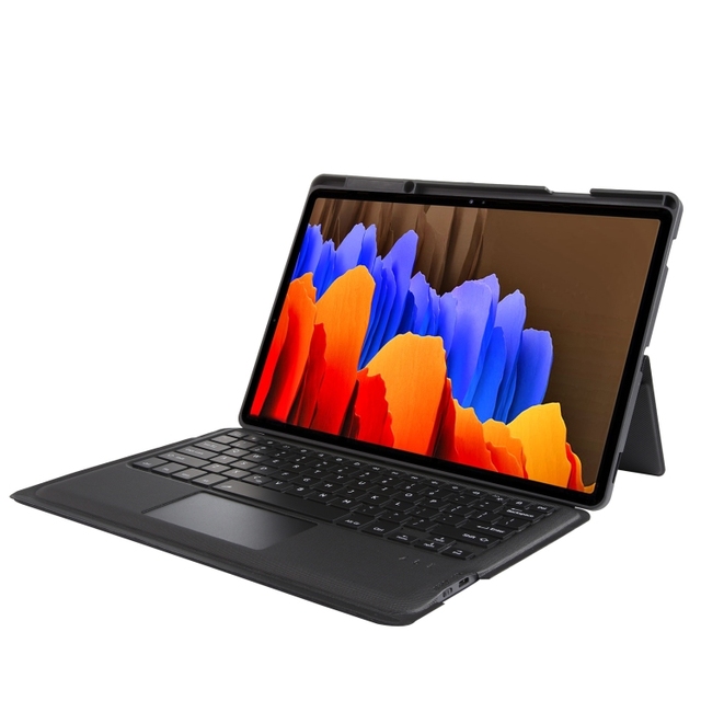 On Sale T970B-AS Pivot Backlight Upper Pen Tray Wireless Keyboard Leather Case for Samsung Galaxy Tab S7+/S7 FE/S8+