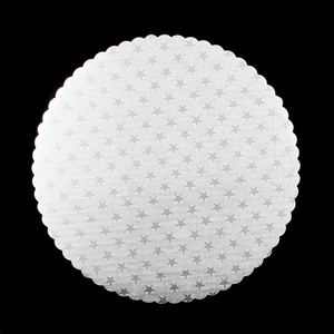 Base para Pastel Redonda con Borde Festoneado Plateado, Corrugada, Personalizada, con Laminado Mate, 6mm 12mm - Product Image 1