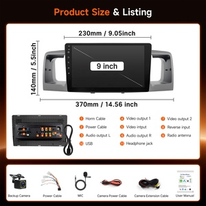 Radio para Auto con Pantalla Táctil de 9 Pulgadas, Reproductor Multimedia 2 Din, Estéreo, Cámara, Sistema Linux, <span class=keywords><strong>Precio</strong></span> de Fábrica, para Toyota Corolla Modelo 2003-2008 - Product Image 6