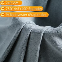 Tissu polaire uni brossé simple face anti-boulochage 240GSM en polyester et élasthanne tricoté, largeur 190cm