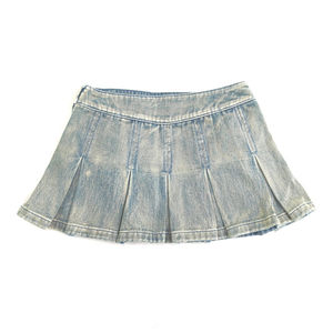 China Factory Fashionable Chic Ladies <b>Denim</b> <b>Skirt</b> Washed Stretchy Slim Fit <b>Pleated</b> <b>Skirt</b> Spring Streetwear - Product Image 2