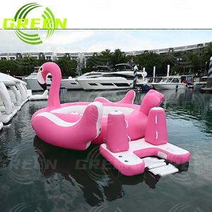 Plate-forme gonflable de dock de fête pour flotteur de piscine <span class=keywords><strong>flamant</strong></span> rose géant commercial <span class=keywords><strong>vert</strong></span> - Product Image 3